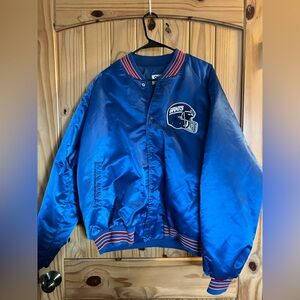 Blue Satin Jacket with NY Giants Helmet Logo